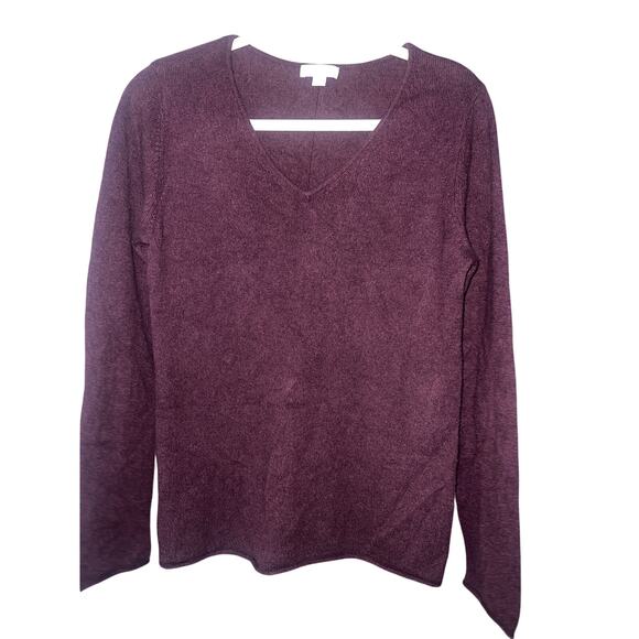 14th & Union 100% Cashmere V-Neck Sweater Plum Purple Size M - Picture 1 of 6